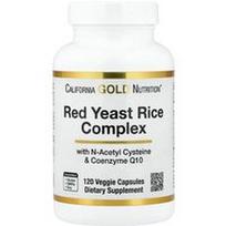 California Gold Nutrition, Raudonųjų mielių ryžių kompleksas su ekologiškais raudonųjų mielių ryžiais, N-acetilcisteinu, kofermentu Q10 ir pieno erškėčių ekstraktu, 120 daržovių kapsulių