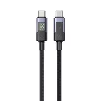 UNITEK USB-C į USB-C laidas 60W PD 480Mbps su LED ekranu 3m pintas juodas