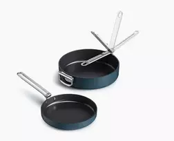 Joseph Joseph Space Fold Handle Ceramic Non-Stick 2-Piece Blue Frying Pan Set