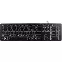 Accura Artesia ACC-K1408 apšviesta laidinė USB membraninė klaviatūra, viso dydžio QWERTY, daugiaspalvis LED, juoda