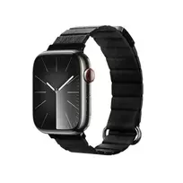 Crong Eclipse Genuine Leather Magnetic Loop Watch Strap for Apple Watch 44/45/46/49 mm (Black)