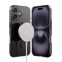 Crong Clear MAG Pro dėklas, skirtas Apple iPhone 16, MagSafe, juodas