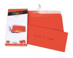 ELCO Color vokas C5/6 (114 x 229 mm), be langelio, su lipnia juostele, 100 g/m², raudona, 25 vnt. (74617.92)