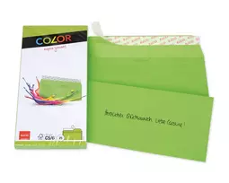 ELCO Color vokas C5/6 (114 x 229 mm), be langelio, su lipnia juostele, 100 g/m², intensyviai žalia, 25 vnt. (74617.62)