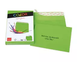 ELCO Color vokas C6 (114 x 162 mm), be langelio, su lipnia juostele, 100 g/m², žalia, 25 vnt. (74634.62)