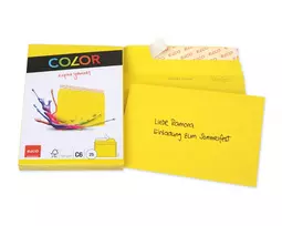 ELCO Color vokas C6 (114 x 162 mm), be langelio, su lipnia juostele, 100 g/m², geltona, 25 vnt. (74634.72)