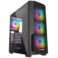 Rampage Shelob Mid Tower PC Case, 4x ARGB Fans, Tempered Glass, Black