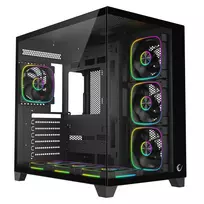 RAMPAGE SEALITE-BLACK Mid-Tower PC Case su grūdintu stiklu, 7x ARGB PWM ventiliatoriai, juoda