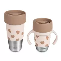 Beaba Mini & Me BigLove nerūdijančio plieno puodelių rinkinys mamai ir vaikui 360° treniruočių puodelis 2 vnt.
