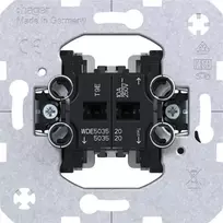 Hager WDE503520 žaliuzių valdymo mygtukinis įdėklas su mechanine ir elektronine blokuote, 10 A, 250 V, įleidžiamas, juodas