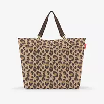 Reisenthel Shopper XL Leo Macchiato – didelis perdirbto PET pirkinių krepšys su leopardo raštu, 35 L