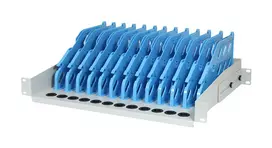 ALLNET 19 colių Rackmount planšetinių kompiuterių laikymo dėklas – 12 vietų metalinis įkrovimo ir organizavimo modulis, skirtas iPad, planšetėms, išmaniesiems telefonams, 2U