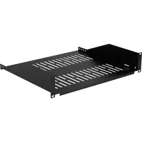 EFB Elektronik 19 colių 2U fiksuota lentyna stelažui, 400 mm gylio, 22 kg apkrova, juoda RAL 9005