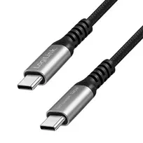 LogiLink USB 2.0 Type-C laidas, C/M į C/M, 480Mbps, 240W, nailonas, metalas, juoda/sidabrinė, 2 m