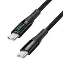 LogiLink USB 2.0 Type-C laidas su galios ekranu, C/M į C/M, 480Mbps, 240W PD 3.1, nailono pynė, juoda, 1 m