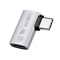 LogiLink USB4 Type-C 90° adapteris, C/M į C/F, 40Gbps, 240W, 8K/60Hz, aliuminis, sidabrinis