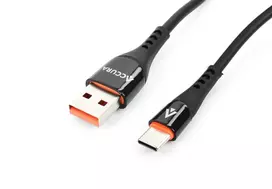 Accura USB-A į USB-C 2,0 m guminis kabelis 5V/2A juodas