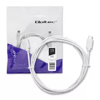 Qoltec USB 2.0 Type-C vyriškas į Type-C vyrišką laidas 2 m baltas