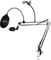 MOZOS MKIT-DESK Mikrofono priedų rinkinys su svirtimi, pop filtru, amortizatoriumi, vėjo gaubtu, stalo spaustuku ir raiščiais - juoda