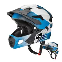 ROCKBROS TS-61 vaikiškas transformuojamas dviračio šalmas su nuimamu smakro apsaugu, dydis S (48-54 cm), mėlynas