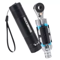 ROCKBROS TG-8601 reketinis dviračio daugiafunkcis įrankis su S2 plieno antgaliais, cilindriniu aliuminio korpusu, juodas