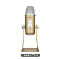 BOYA BY-PM700G USB kondensatorinis mikrofonas su 4 kryptinėmis diagramomis, 24-bit/48kHz, stiprinimo ir nutildymo valdymu, ausinių stebėjimu, skirtas PC/Mac