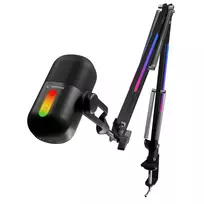 Rampage ARPEJ Black RGB kondensatorinis mikrofonas su stovo ranka, pop filtru ir amortizatoriumi
