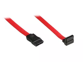 EXSYS SATA III duomenų kabelis su kampuotu jungtimi, 0,5 m, raudonas EX-K3605