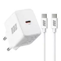 EFB Elektronik G301CE 30W USB-C GaN įkroviklio rinkinys su 2 m USB-C kabeliu, baltas