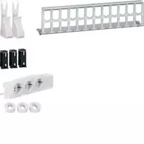 HAGER UM00M4 multimedijos lauko rinkinys su 3 Schuko rozetėmis ir 12 RJ45 prievadų, baltas