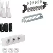HAGER UM00M1 multimedijos paskirstymo rinkinys su 3 Schuko rozetėmis ir 12 RJ45 Cat.6 patch prievadų, 24 TE