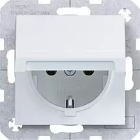 Hager WAS1110WM SCHUKO kištukinis lizdas su savaime užsidarančiu dangteliu, IP44, poliarinė balta