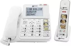 Geemarc AMPLIDECT COMBI-PHOTO 295 laidinis telefonas senjorams su atsakikliu, foto mygtukais, apšviestu ekranu, baltas