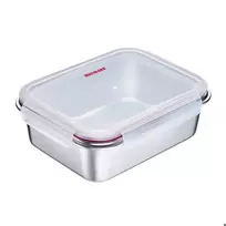 Westmark Click & Close maisto laikymo indas 2,25 L stačiakampis su sidabriniu dangteliu, permatomas SAN, sandarus, nepralaidus, be BPA 23692270