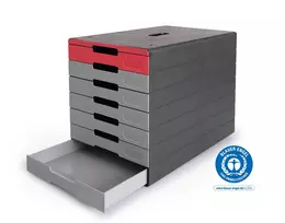 DURABLE IDEALBOX PLUS dokumentų stalčius DIN A4 su 7 stalčiais, pilkas/raudonas 776303