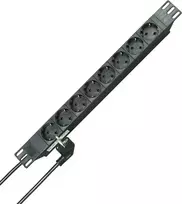 HEINRICH KOPP 19 colių 8 lizdų Schuko maitinimo juosta, 2 m kabelis, juoda 930805014