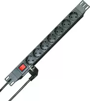 HEINRICH KOPP 19 inch 1U stovo maitinimo juosta 7 vietų Schuko juoda 2 m kabelis 16A 930705011