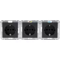 HEINRICH KOPP HK07 KombiQuick trigubas Schuko lizdas, antracito spalvos, įleidžiamas, 16 A, 250 V, su vaikų apsauga, be halogenų 133415001