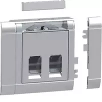 Hager GSETDM032LAN duomenų lizdų montavimo rinkinys, 2x RJ45, Cat.6A, ekranuotas, aliuminio priekinė plokštė, Type 03