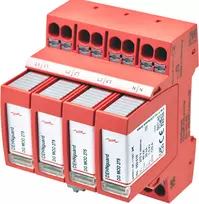 DEHN DEHNguard MP TNS 275 FM 2 tipo viršįtampių ribotuvas, 4 poliai, 275V, 40kA, DIN bėgiui 942405