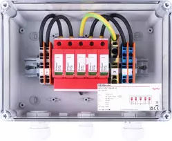 DEHN DCU 2 YPV 1100 2M 1S 2 tipo viršįtampių apsaugos įtaisas fotovoltinėms sistemoms, 2 MPPT, 1 stringas vienam MPPT, 1100 V DC, IP65 korpusas 900921