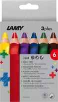 LAMY 3plus spalvoti pieštukai, 6 vnt. rinkinys, ergonomiški trikampiai, itin stori nelūžtantys švino šerdys, įvairios spalvos 1222002