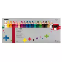 LAMY 3-in-1 spalvoti pieštukai 3plus, 18 dalių rinkinys kartoninėje dėžutėje – akvarelė, vaško kreidelė ir spalvotas pieštukas viename 1223549