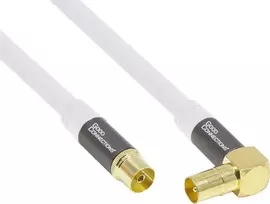 Good Connections GC-M2070 SmartFLEX TV kampinis antenos kabelis - 30 m - IEC koaksialinis kištukas kampinis į lizdą - keturgubai ekranuotas 120dB 75 Ohm - auksuoti kontaktai - baltas
