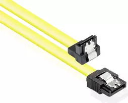 GoodConnections SATA 6Gb/s kabelis su metaline fiksavimo sagtimi, kampuotas, 0,50 m, geltonas 5047-AW05Y