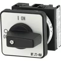 Eaton T0-1-102/E 2 polių ON-OFF svirtinis jungiklis, 20A, IP65 priekis, juoda rankenėlė su balta ženklinimo plokštele 088709
