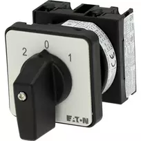 Eaton T0-1-15421/E kumštelinis jungiklis, 1-polis, ON-OFF, 20 A, 690 V AC, svirtinė rankenėlė, juodas, priekinė plokštė 48x48 mm 095806