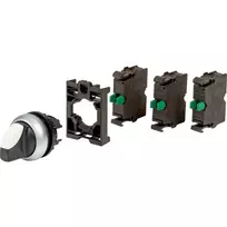 Eaton M22-WRK-3K10-BVP 3 padėčių fiksuotas rotacinis jungiklis, juoda rankenėlė, plastikinis priekinis žiedas 110923