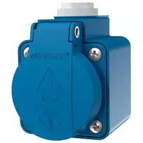 MENNEKES 10119 sieninė SCHUKO rozetė, 16 A, 230 V, 2P+PE, IP44, mėlyna, su atlenkiamu dangteliu