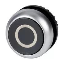 Eaton M22-D-S-X0 mygtuko aktuaratorius, juodas, plokščias, momentinis, metalinis priekinis žiedas, 22,5 mm 216609